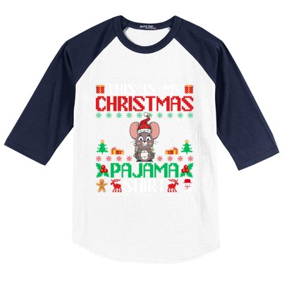 Mouse Christmas Xmas Pajama Gift Santa Hat Mouse Meaningful Gift Baseball Sleeve Shirt