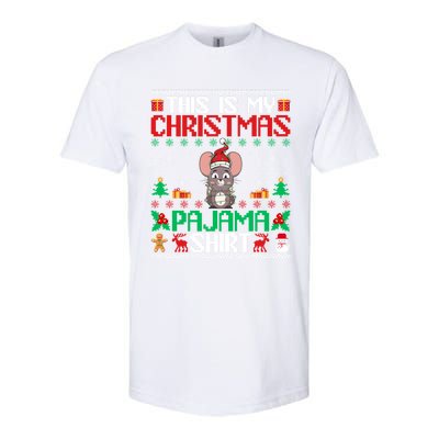 Mouse Christmas Xmas Pajama Gift Santa Hat Mouse Meaningful Gift Softstyle CVC T-Shirt