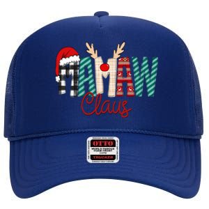 Mamaw Claus Xmas Happy Family New Santa Claus Christmas Gift High Crown Mesh Back Trucker Hat