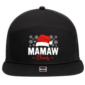 Mamaw Claus Xmas Light Funny Santa Hat Christmas Ugly Gift 7 Panel Mesh Trucker Snapback Hat