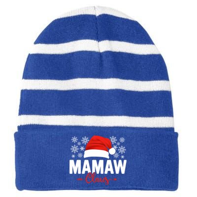 Mamaw Claus Xmas Light Funny Santa Hat Christmas Ugly Gift Striped Beanie with Solid Band