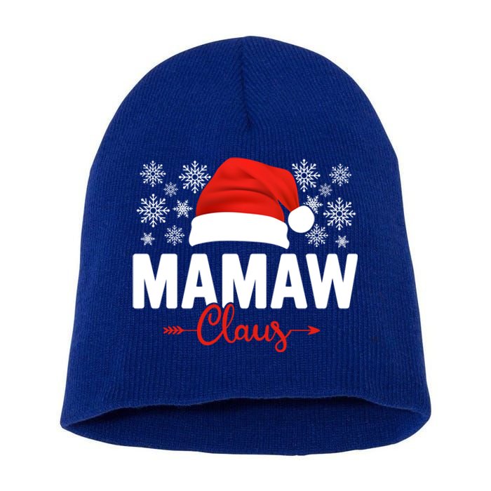 Mamaw Claus Xmas Light Funny Santa Hat Christmas Ugly Gift Short Acrylic Beanie