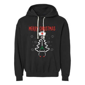 Merry Christmas Xmas Stethoscope Nurse Christmas Scrub Garment-Dyed Fleece Hoodie