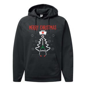 Merry Christmas Xmas Stethoscope Nurse Christmas Scrub Performance Fleece Hoodie