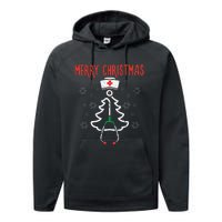 Merry Christmas Xmas Stethoscope Nurse Christmas Scrub Performance Fleece Hoodie