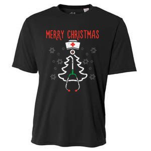 Merry Christmas Xmas Stethoscope Nurse Christmas Scrub Cooling Performance Crew T-Shirt