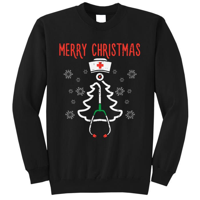 Merry Christmas Xmas Stethoscope Nurse Christmas Scrub Sweatshirt