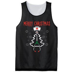 Merry Christmas Xmas Stethoscope Nurse Christmas Scrub Mesh Reversible Basketball Jersey Tank