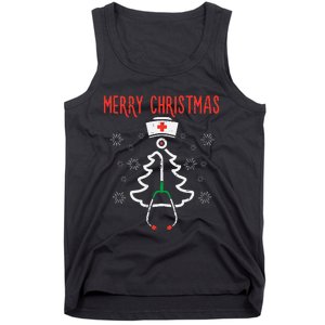 Merry Christmas Xmas Stethoscope Nurse Christmas Scrub Tank Top