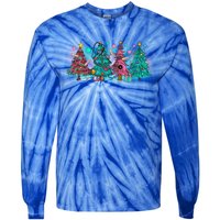 Merry Christmas Xmas Stethoscope Nurse Christmas Tree Scrubs Gift Tie-Dye Long Sleeve Shirt