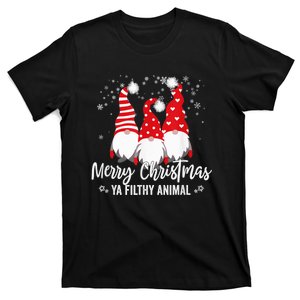 Merry Christmas Ya Filthy Animals Funny Christmas Gnome T-Shirt