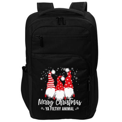 Merry Christmas Ya Filthy Animals Funny Christmas Gnome Impact Tech Backpack