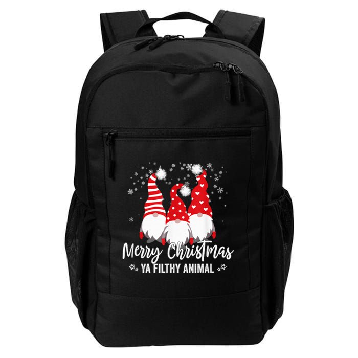 Merry Christmas Ya Filthy Animals Funny Christmas Gnome Daily Commute Backpack