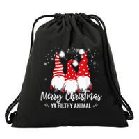 Merry Christmas Ya Filthy Animals Funny Christmas Gnome Drawstring Bag