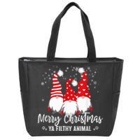 Merry Christmas Ya Filthy Animals Funny Christmas Gnome Zip Tote Bag