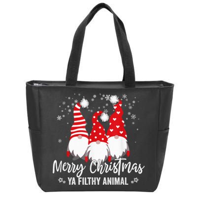 Merry Christmas Ya Filthy Animals Funny Christmas Gnome Zip Tote Bag