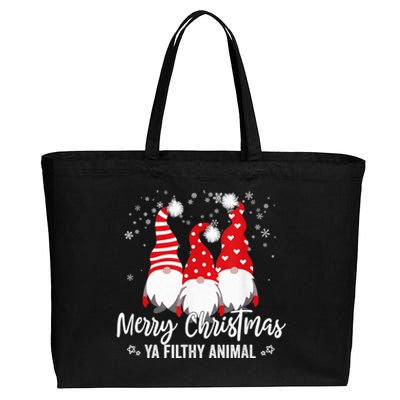 Merry Christmas Ya Filthy Animals Funny Christmas Gnome Cotton Canvas Jumbo Tote