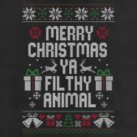 Merry Christmas Ya Filthy Animal Ugly 7 Panel Mesh Trucker Snapback Hat