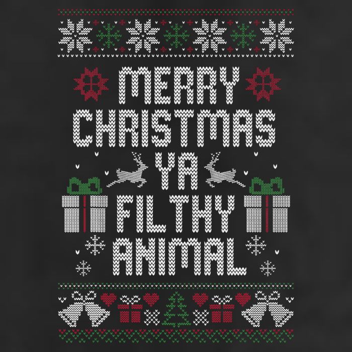 Merry Christmas Ya Filthy Animal Ugly 7 Panel Mesh Trucker Snapback Hat