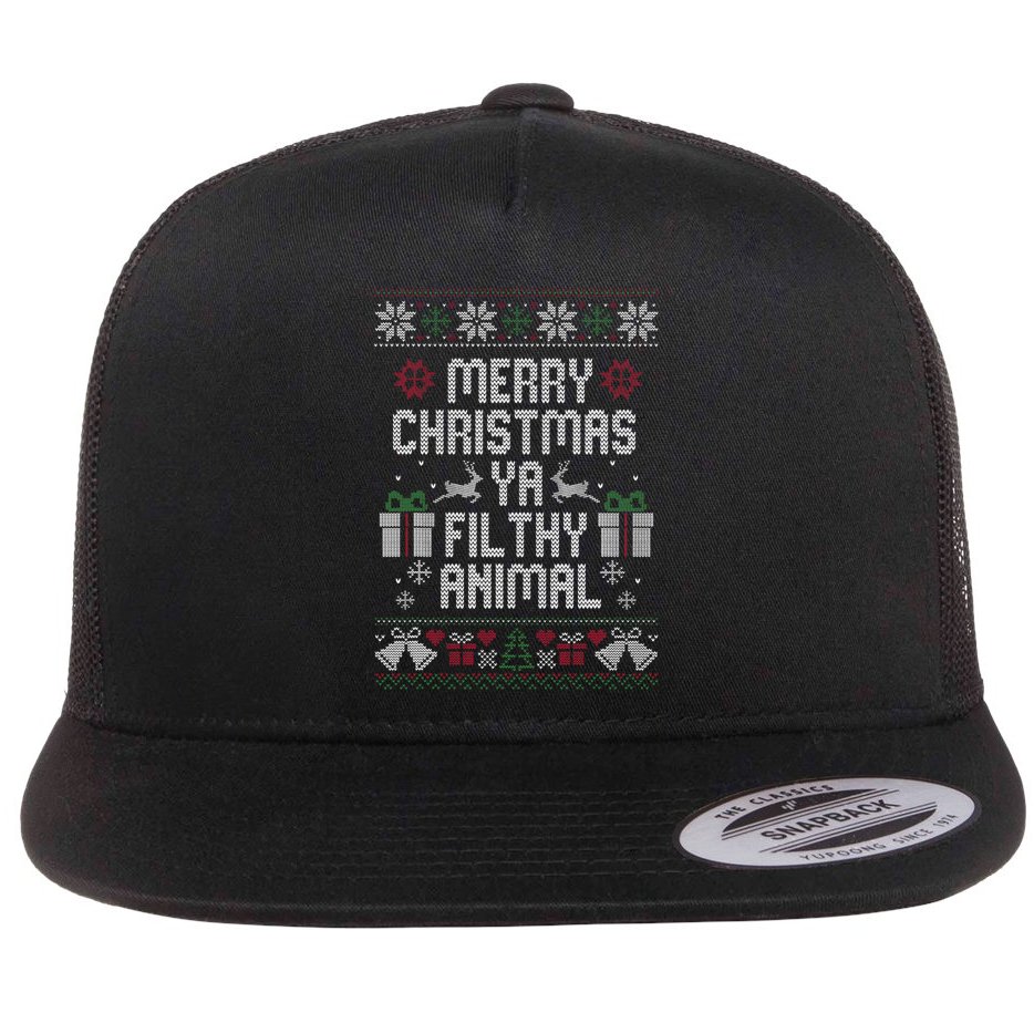 Merry Christmas Ya Filthy Animal Ugly Flat Bill Trucker Hat
