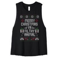 Merry Christmas Ya Filthy Animal Ugly Women's Racerback Cropped Tank