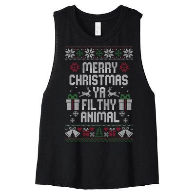 Merry Christmas Ya Filthy Animal Ugly Women's Racerback Cropped Tank