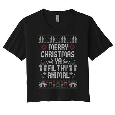 Merry Christmas Ya Filthy Animal Ugly Women's Crop Top Tee