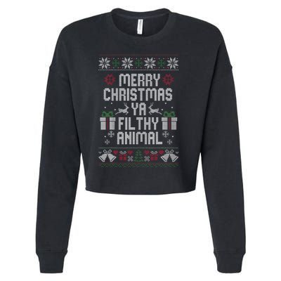 Merry Christmas Ya Filthy Animal Ugly Cropped Pullover Crew