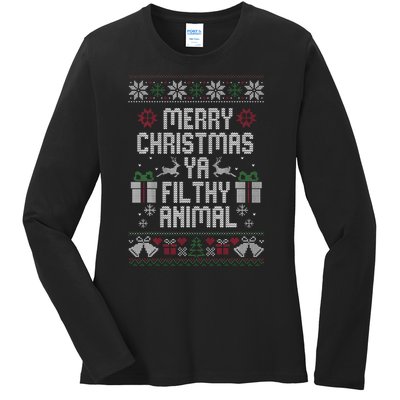 Merry Christmas Ya Filthy Animal Ugly Ladies Long Sleeve Shirt