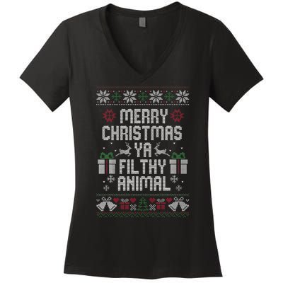 Merry Christmas Ya Filthy Animal Ugly Women's V-Neck T-Shirt