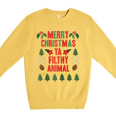 Merry Christmas Ya Filthy Animals Funny Christmas Gift Raglan Baseball Premium Crewneck Sweatshirt