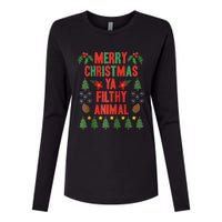 Merry Christmas Ya Filthy Animals Funny Christmas Gift Raglan Baseball Womens Cotton Relaxed Long Sleeve T-Shirt