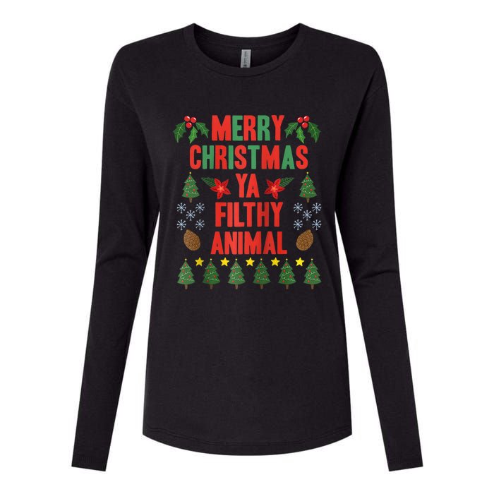 Merry Christmas Ya Filthy Animals Funny Christmas Gift Raglan Baseball Womens Cotton Relaxed Long Sleeve T-Shirt