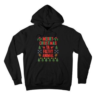 Merry Christmas Ya Filthy Animals Funny Christmas Gift Raglan Baseball Hoodie