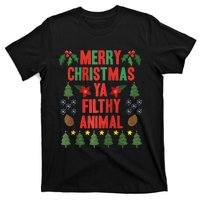 Merry Christmas Ya Filthy Animals Funny Christmas Gift Raglan Baseball T-Shirt