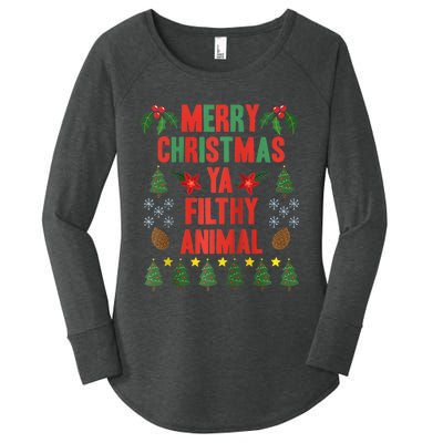 Merry Christmas Ya Filthy Animals Funny Christmas Gift Raglan Baseball Women's Perfect Tri Tunic Long Sleeve Shirt