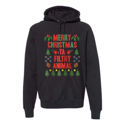 Merry Christmas Ya Filthy Animals Funny Christmas Gift Raglan Baseball Premium Hoodie