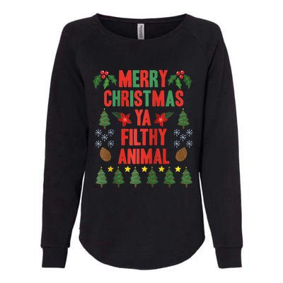 Merry Christmas Ya Filthy Animals Funny Christmas Gift Raglan Baseball Womens California Wash Sweatshirt