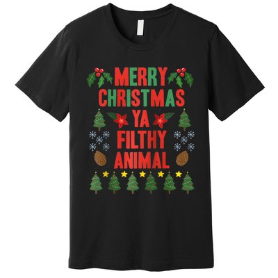 Merry Christmas Ya Filthy Animals Funny Christmas Gift Raglan Baseball Premium T-Shirt