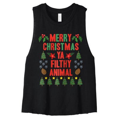 Merry Christmas Ya Filthy Animals Funny Christmas Gift Raglan Baseball Women's Racerback Cropped Tank