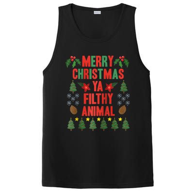 Merry Christmas Ya Filthy Animals Funny Christmas Gift Raglan Baseball PosiCharge Competitor Tank