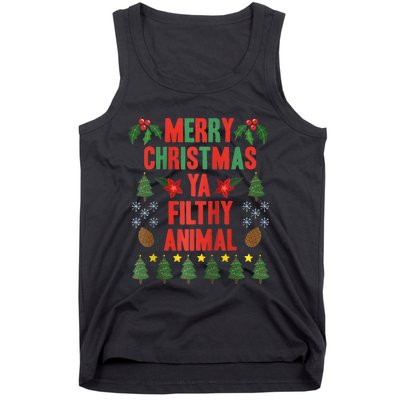 Merry Christmas Ya Filthy Animals Funny Christmas Gift Raglan Baseball Tank Top