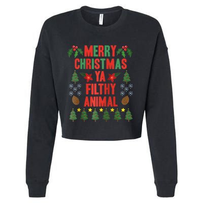 Merry Christmas Ya Filthy Animals Funny Christmas Gift Raglan Baseball Cropped Pullover Crew