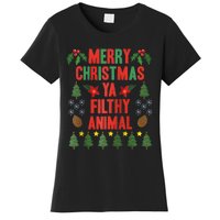 Merry Christmas Ya Filthy Animals Funny Christmas Gift Raglan Baseball Women's T-Shirt