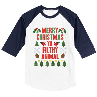 Merry Christmas Ya Filthy Animals Funny Christmas Gift Raglan Baseball Baseball Sleeve Shirt