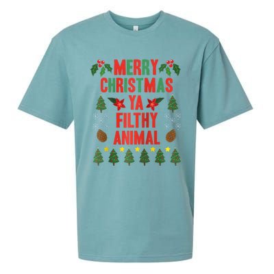 Merry Christmas Ya Filthy Animals Funny Christmas Gift Raglan Baseball Sueded Cloud Jersey T-Shirt