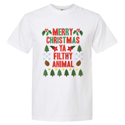 Merry Christmas Ya Filthy Animals Funny Christmas Gift Raglan Baseball Garment-Dyed Heavyweight T-Shirt