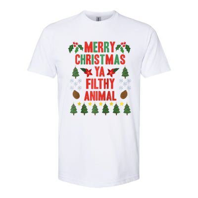 Merry Christmas Ya Filthy Animals Funny Christmas Gift Raglan Baseball Softstyle CVC T-Shirt