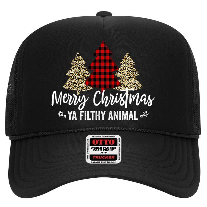 Merry Christmas Ya Filthy Animals Funny Christmas High Crown Mesh Back Trucker Hat