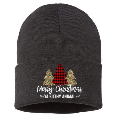 Merry Christmas Ya Filthy Animals Funny Christmas Sustainable Knit Beanie